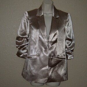 NWOT $495 Sz 2 Cinq a Sept Kylie Metallic Mercury Satin Jacket